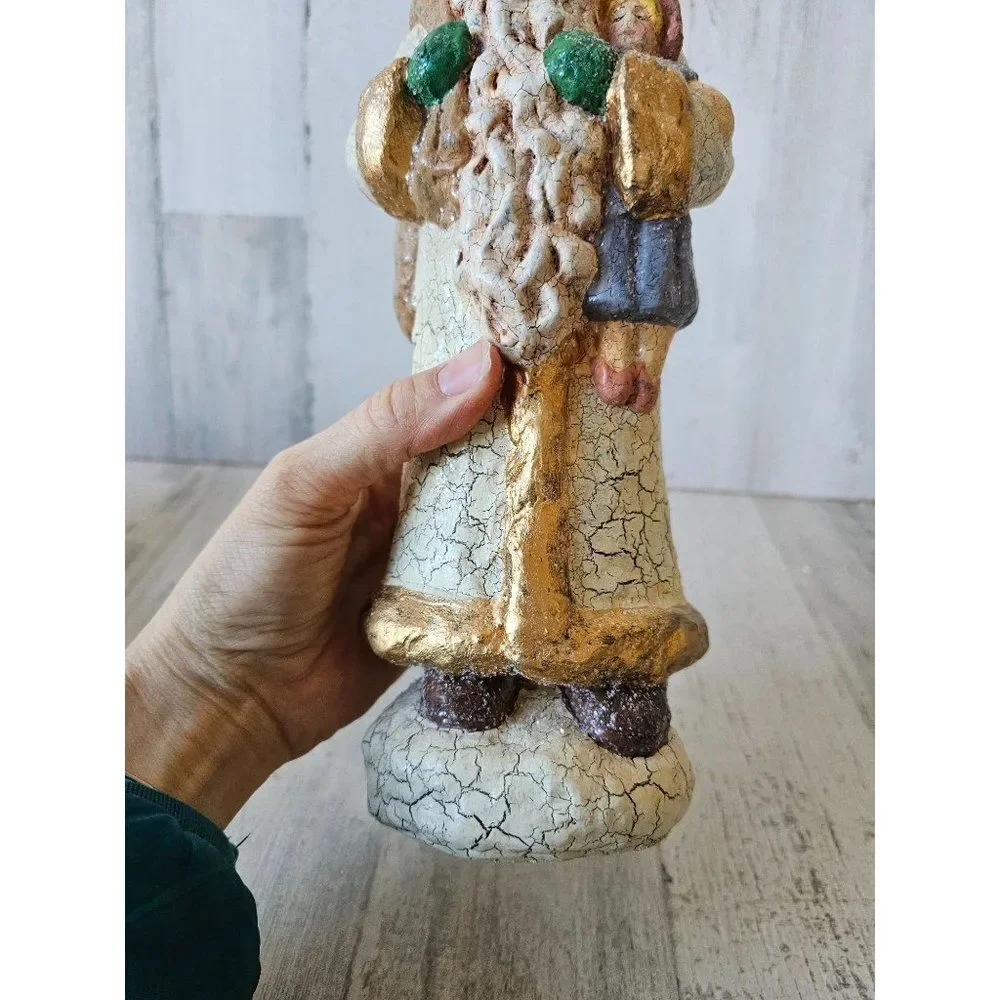 Midwest cannon falls shabby chic Santa crackled toys glitter decor large 12